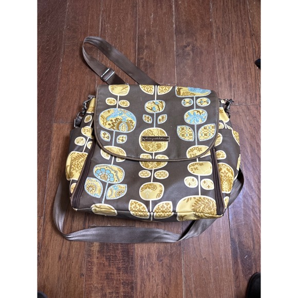 Petunia Pickle Bottom Boxy Diaper Bag Tote Convertible Brown Floral Print Padded - Picture 2 of 12